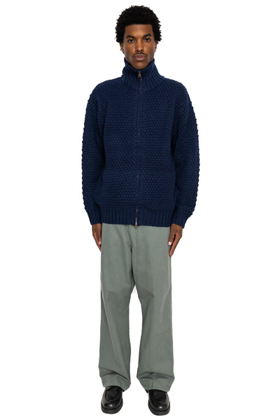 Full Zip Style Popcorn Pattern - Navy