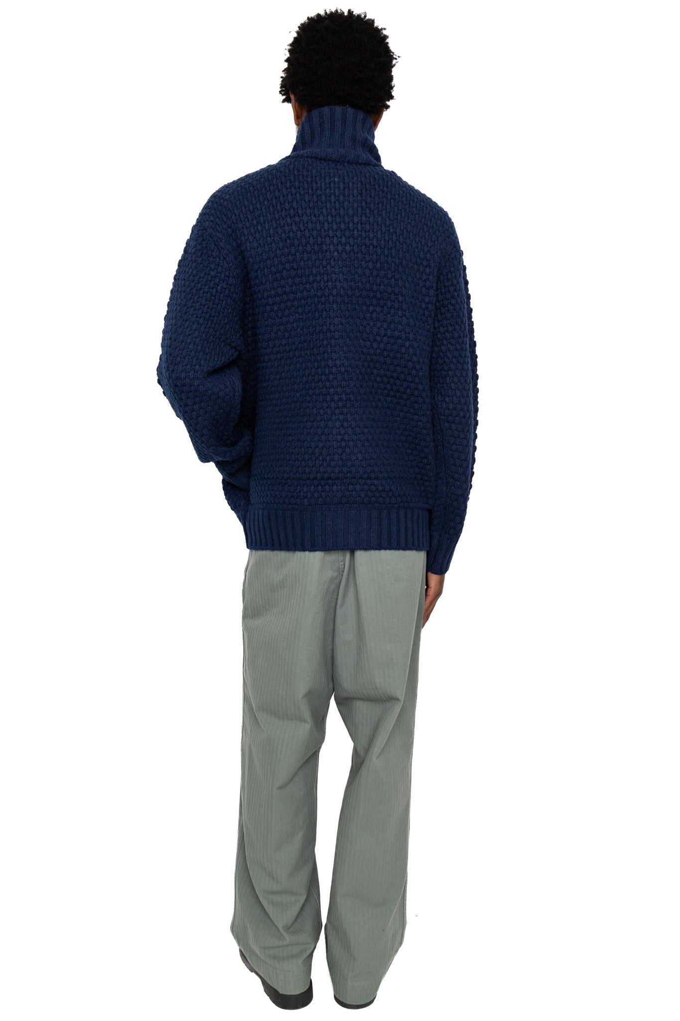 Full Zip Style Popcorn Pattern - Navy