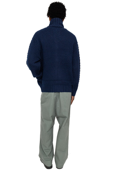 Full Zip Style Popcorn Pattern - Navy