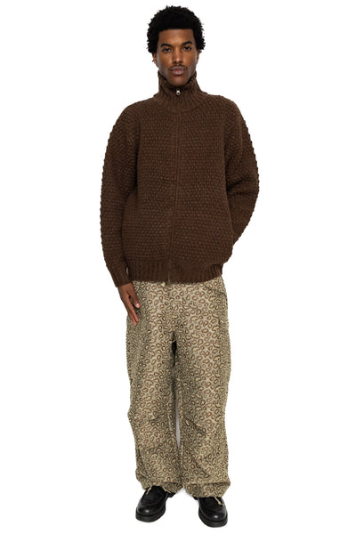 Full Zip Style Popcorn Pattern - Brown