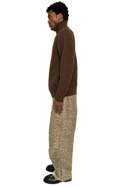 Full Zip Style Popcorn Pattern - Brown