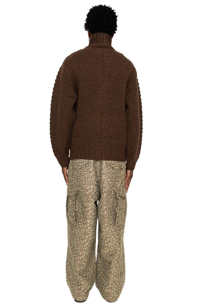 Full Zip Style Popcorn Pattern - Brown