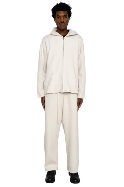 Raw Zip Hoodie Heavyweight Fleece - Ivory