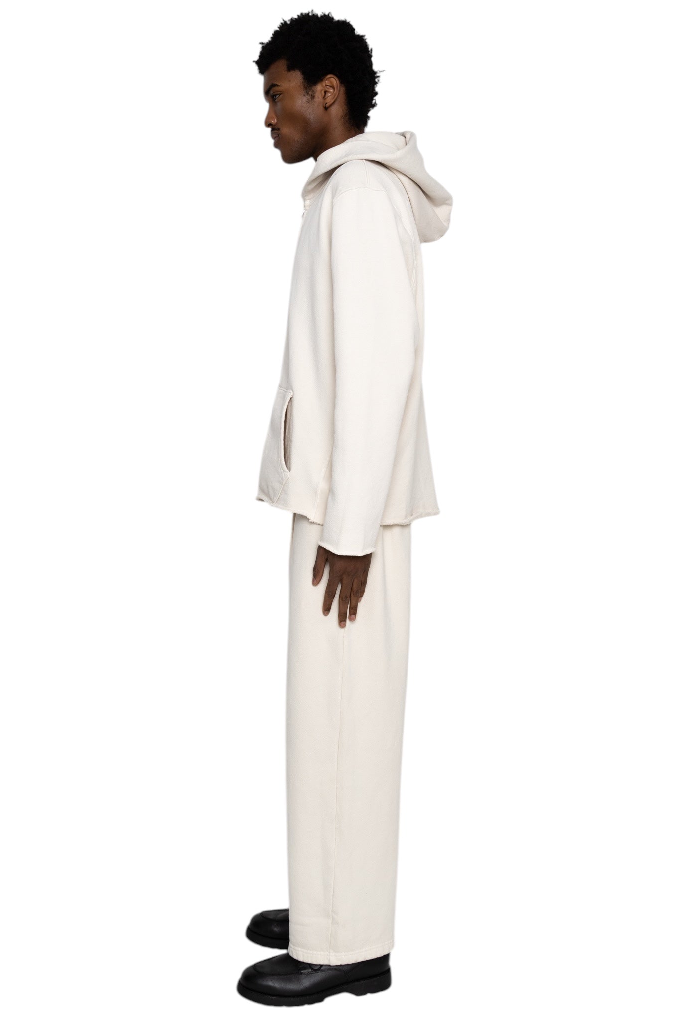 Raw Zip Hoodie Heavyweight Fleece - Ivory