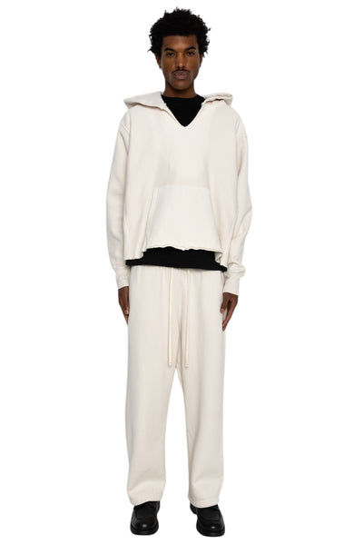 Raw Cropped Hoodie Heavyweight Fleece - Ivory