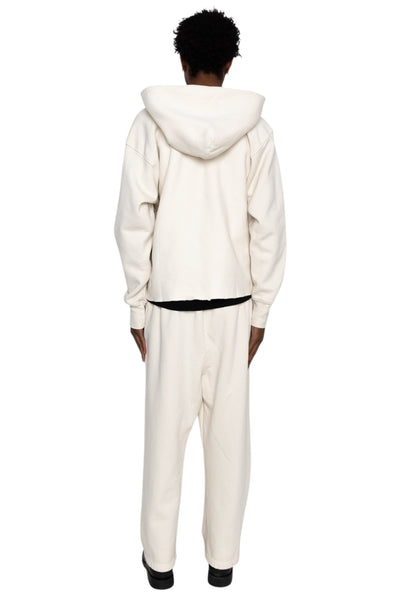 Raw Cropped Hoodie Heavyweight Fleece - Ivory
