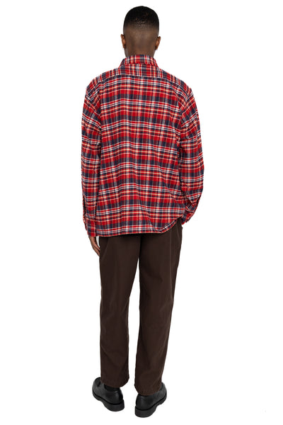 6 Pocket Shirt Flannel Twill / Plaid- Red x Navy
