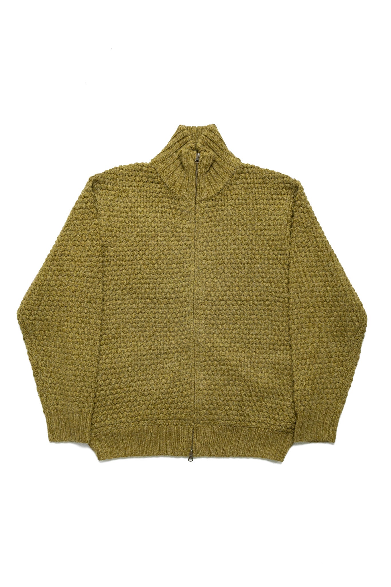 Full Zip Style Popcorn Pattern - Olive