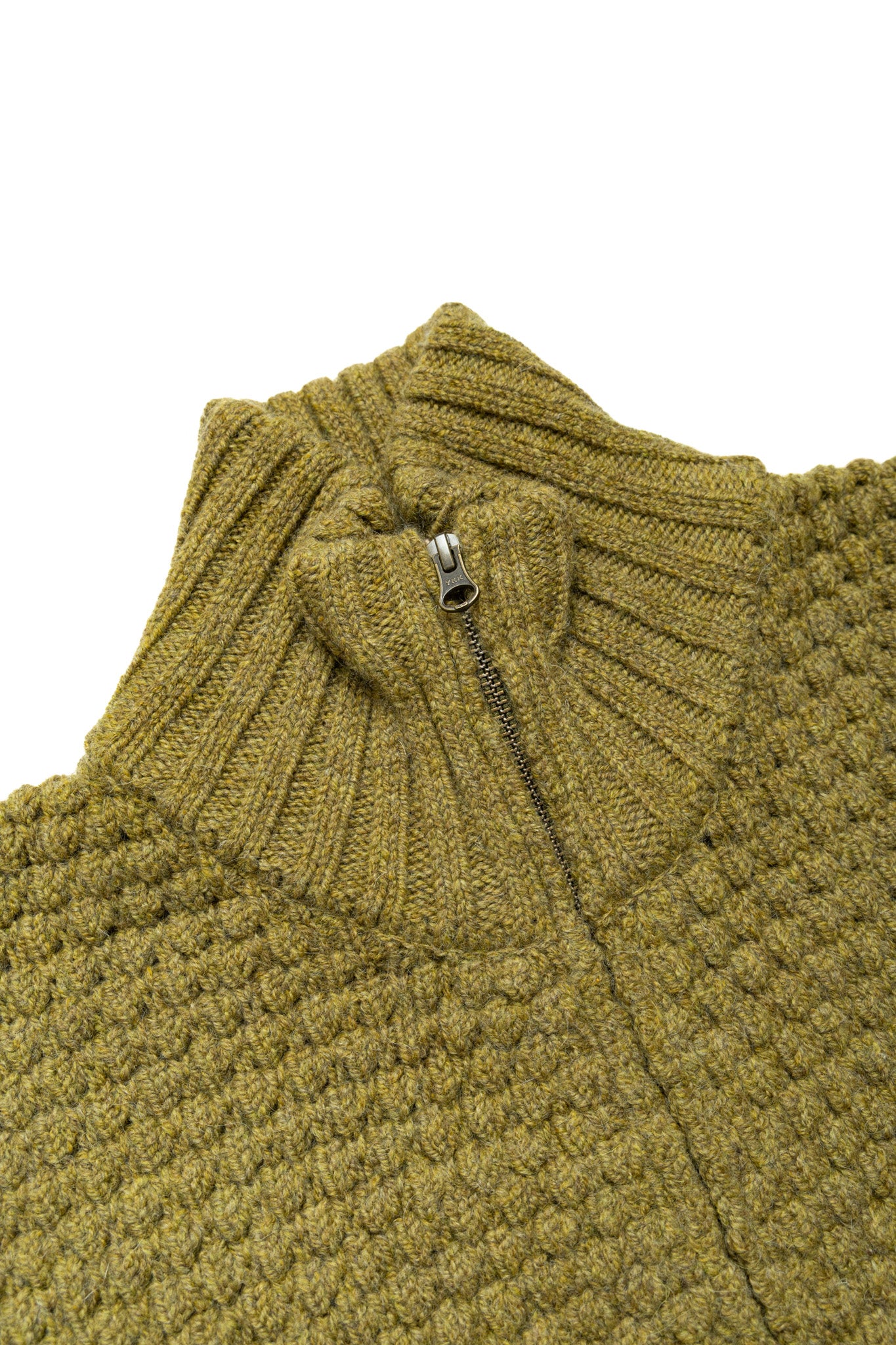 Full Zip Style Popcorn Pattern - Olive
