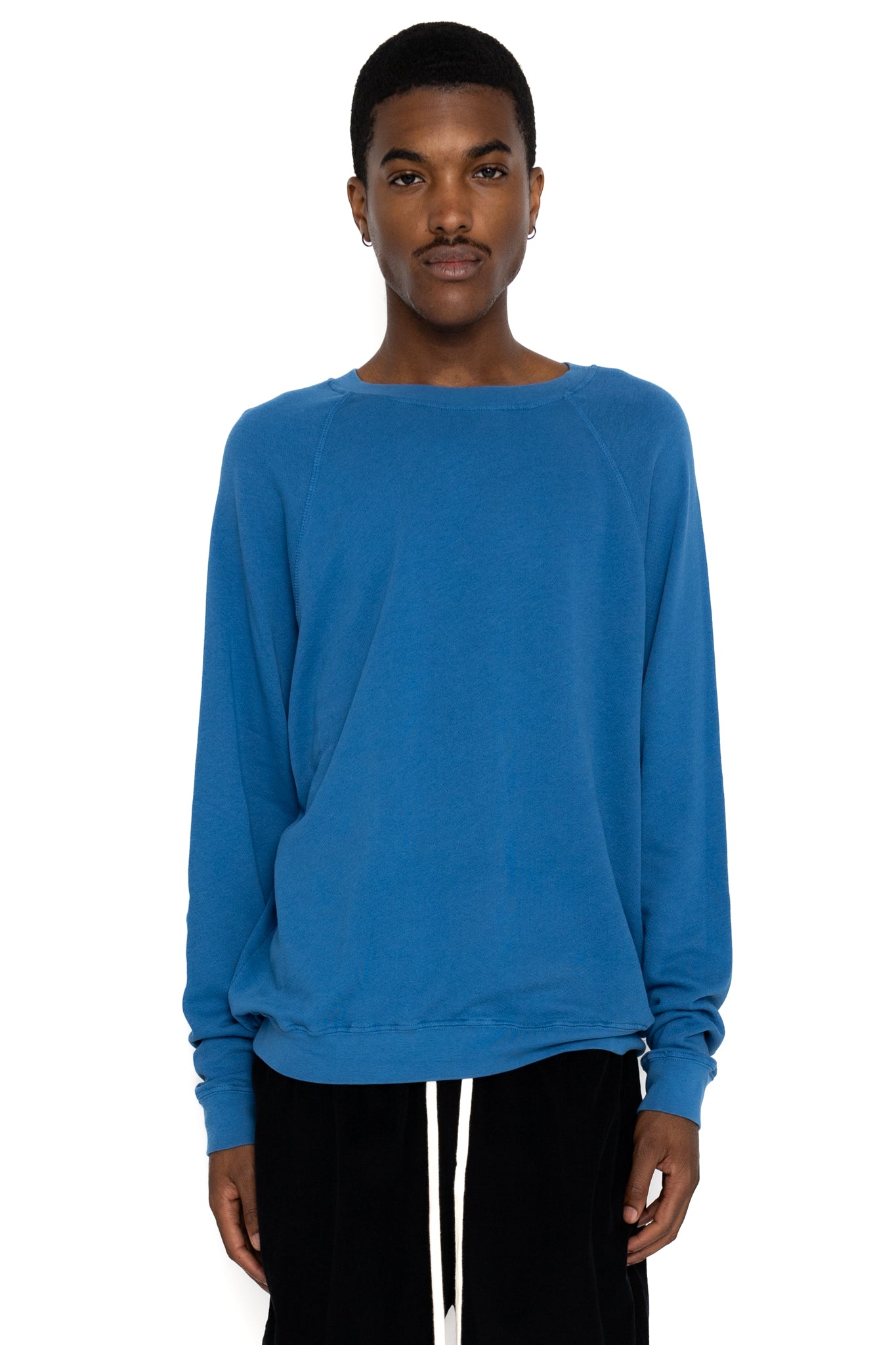 Crew Nack Raglan French Terry - Washed Cobalt