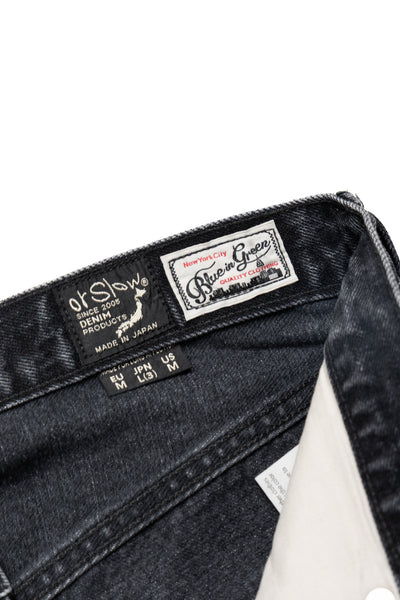 Super Dad Jeans Black Selvedge Denim - Stone Wash (Blue in Green Exclusive)