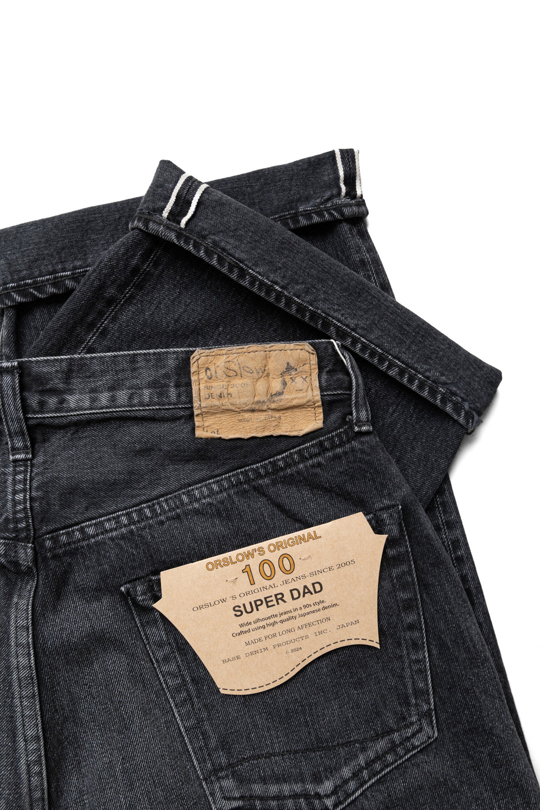 OrSlow Super Dad Jeans Black Selvedge Denim - Stone Wash (Blue in