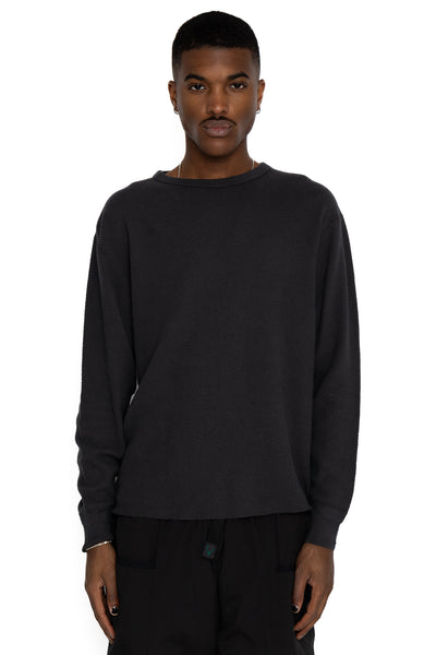 Double Face Hex Honeycomb Crewneck Thermal - A. Black