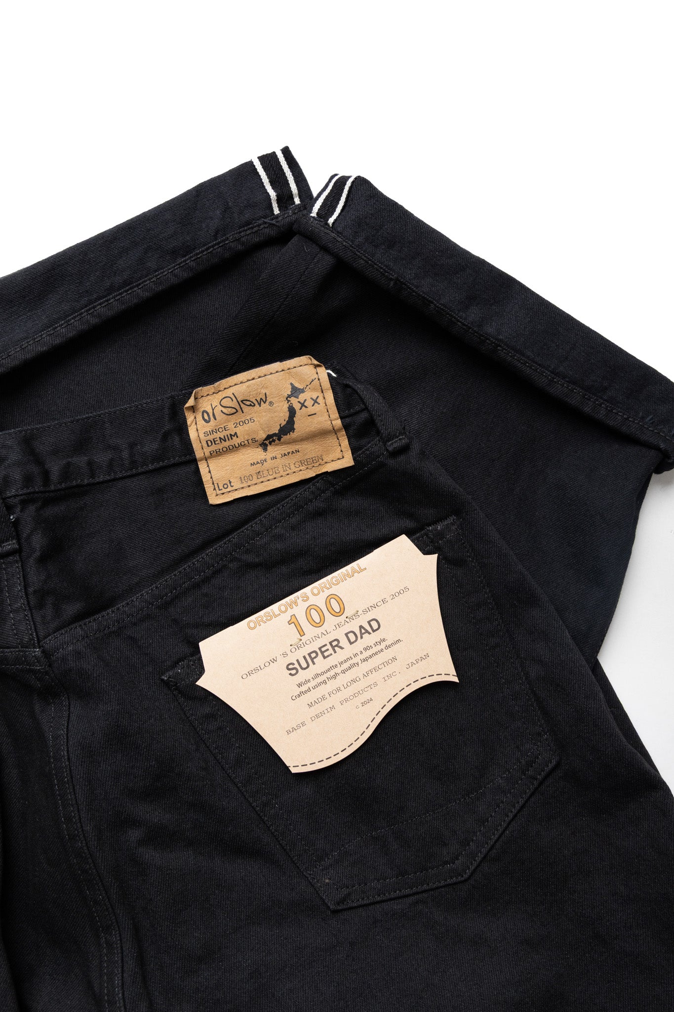 Super Dad Jeans Black Selvedge Denim - One Wash (Blue in Green Exclusive)