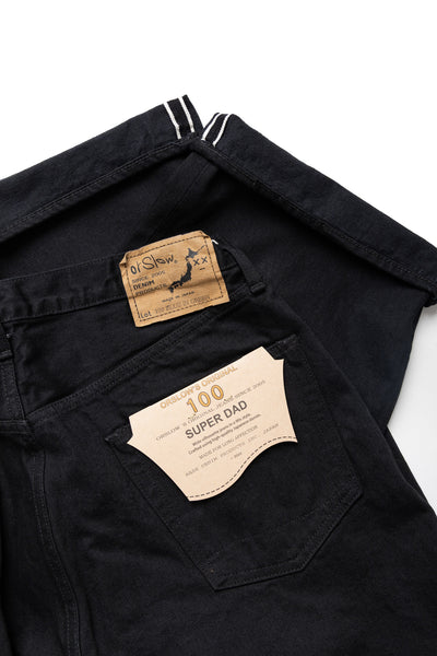 Super Dad Jeans Black Selvedge Denim - One Wash (Blue in Green Exclusive)