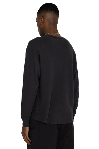 Double Face Hex Honeycomb Crewneck Thermal - A. Black