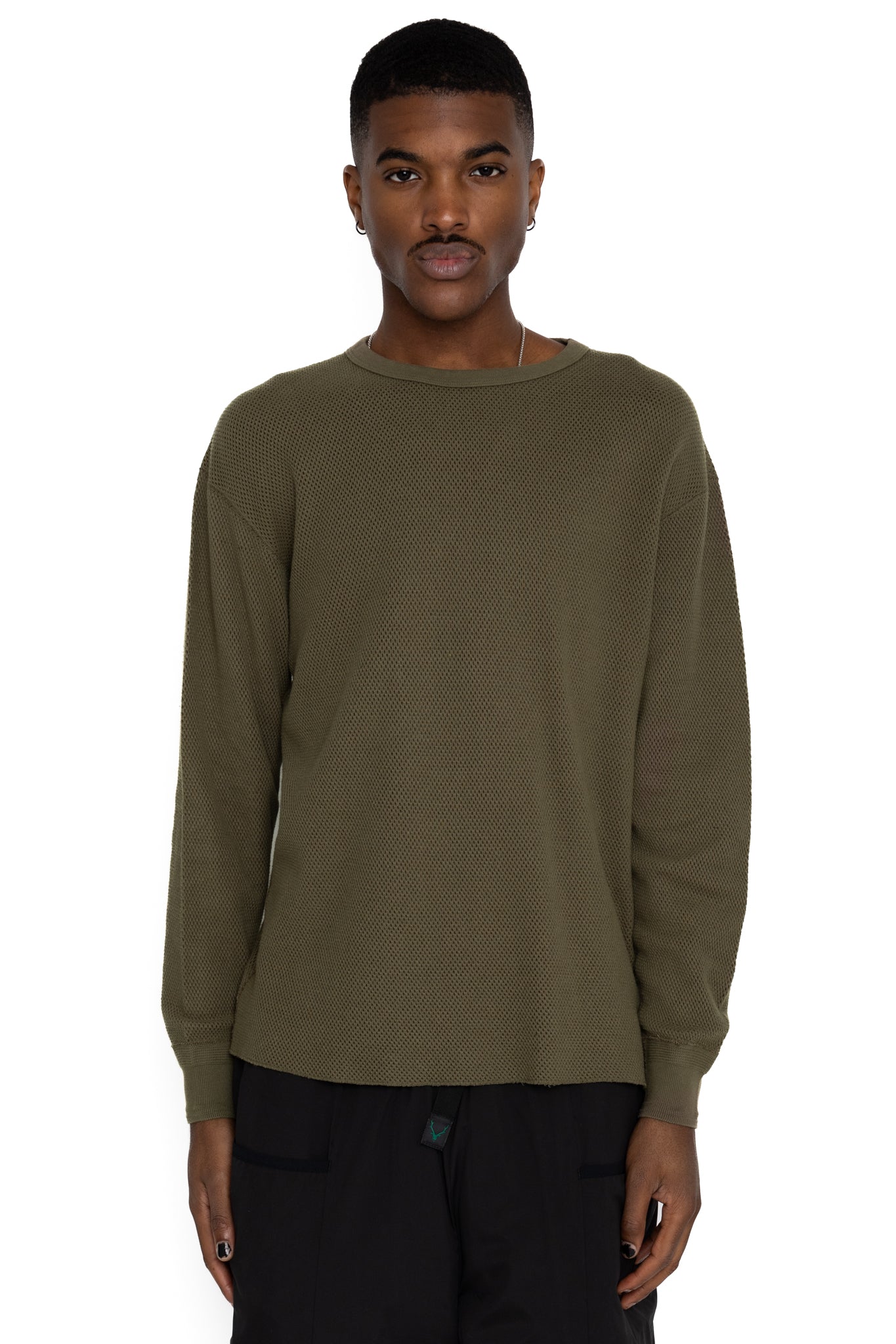 Double Face Hex Honeycomb Crewneck Thermal - A. Olive