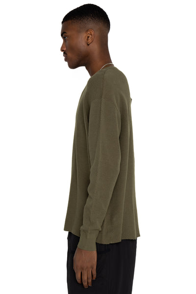 Double Face Hex Honeycomb Crewneck Thermal - A. Olive