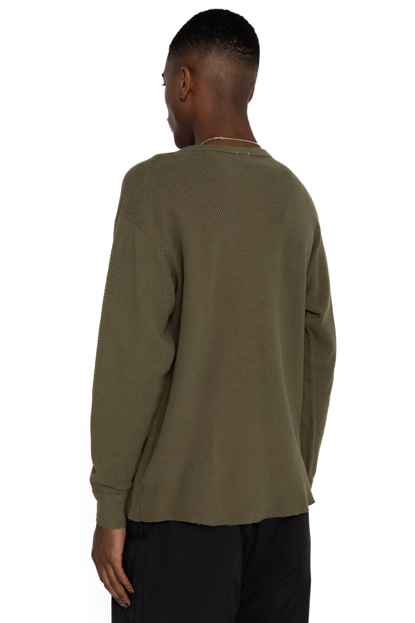 Double Face Hex Honeycomb Crewneck Thermal - A. Olive