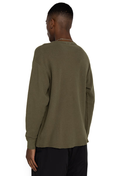 Double Face Hex Honeycomb Crewneck Thermal - A. Olive