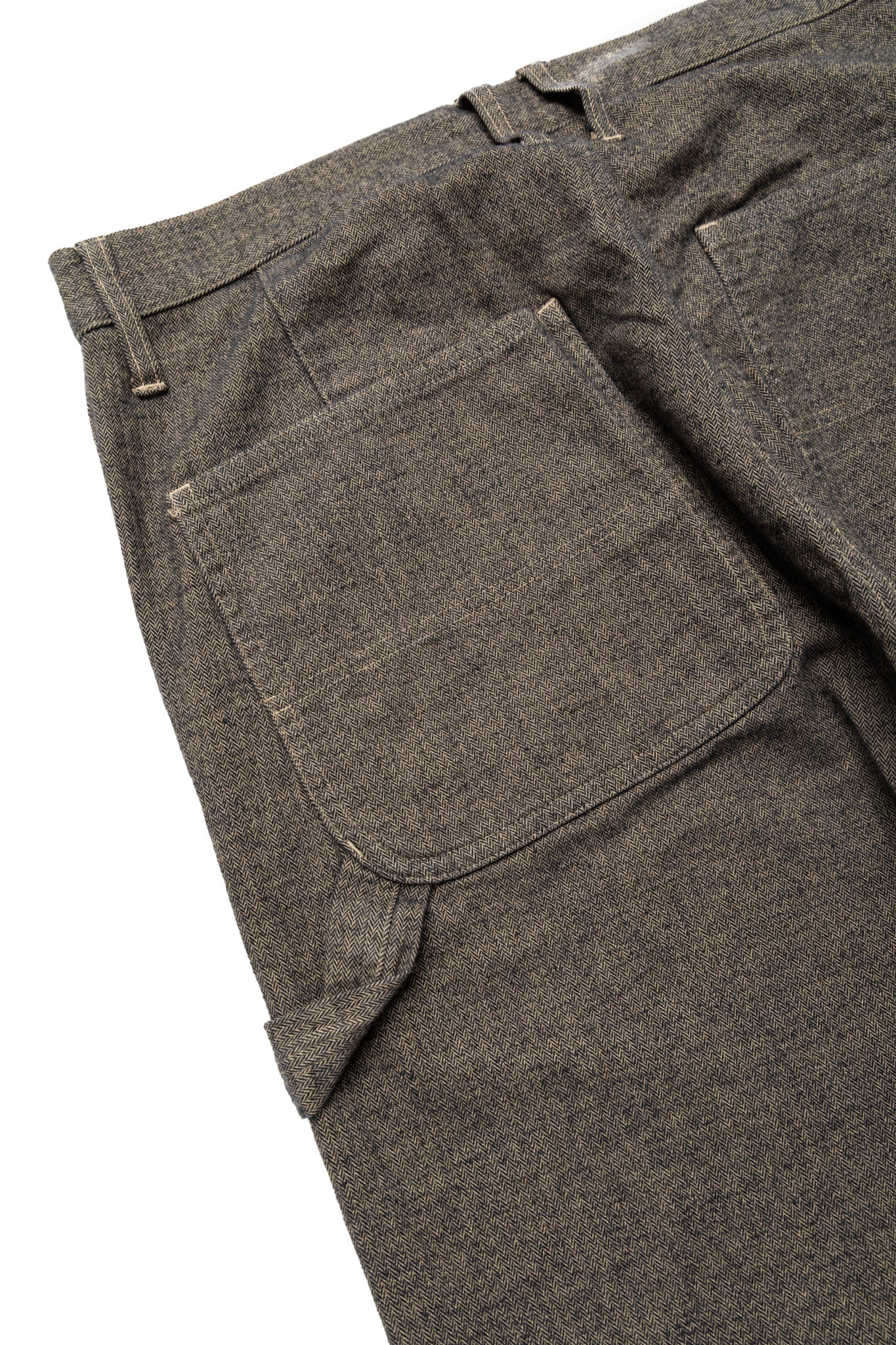 Garment Dye Woolly Finish Herringbone Cloth Painter Pants - Khaki