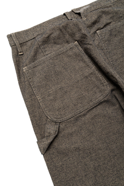 Garment Dye Woolly Finish Herringbone Cloth Painter Pants - Khaki