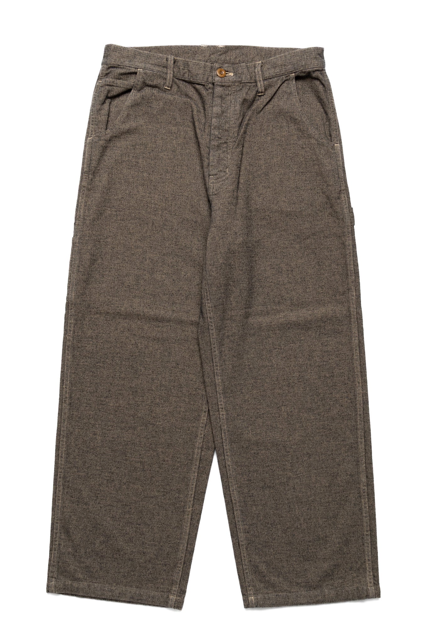 Garment Dye Woolly Finish Herringbone Cloth Painter Pants - Khaki