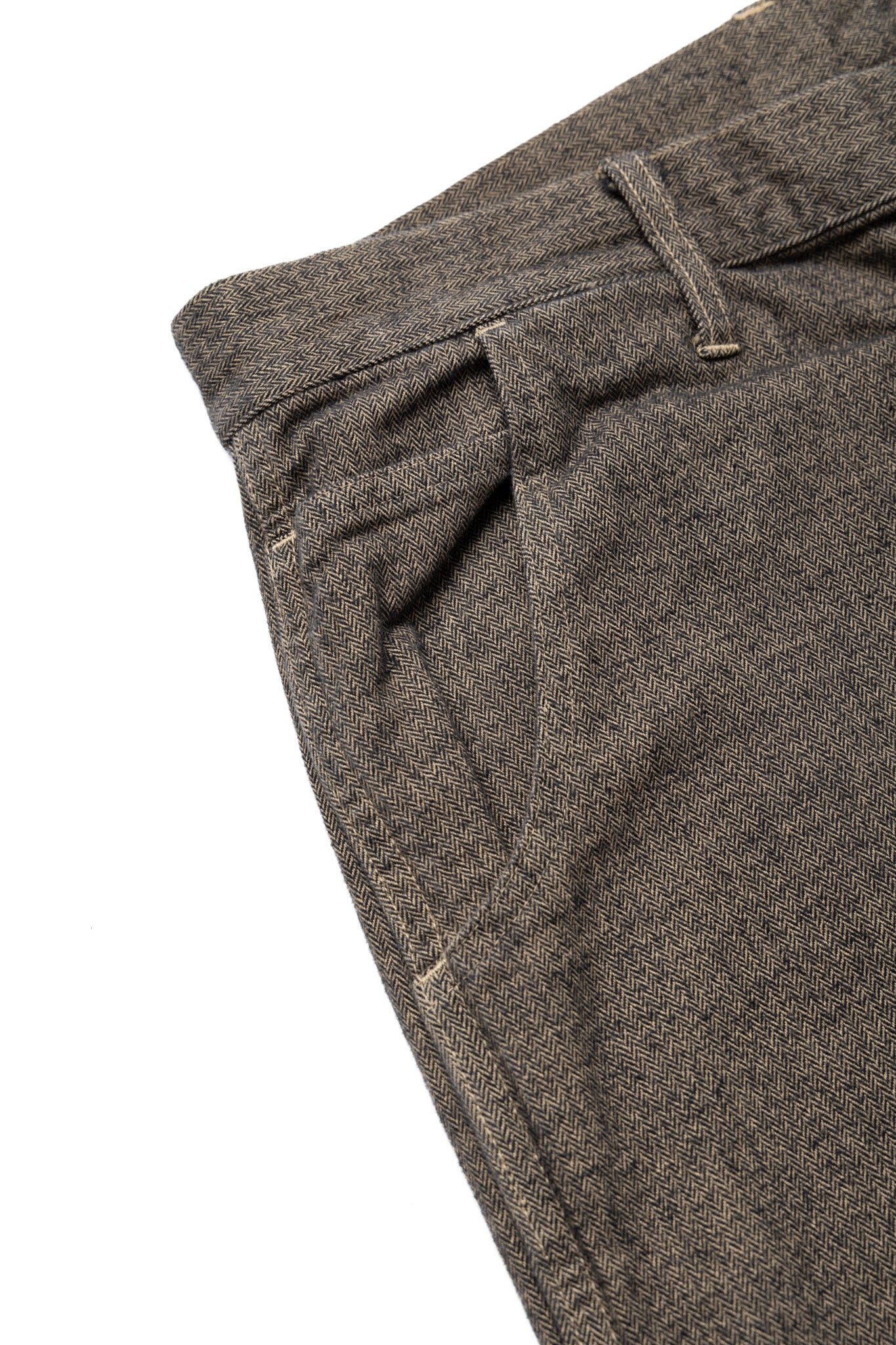Garment Dye Woolly Finish Herringbone Cloth Painter Pants - Khaki
