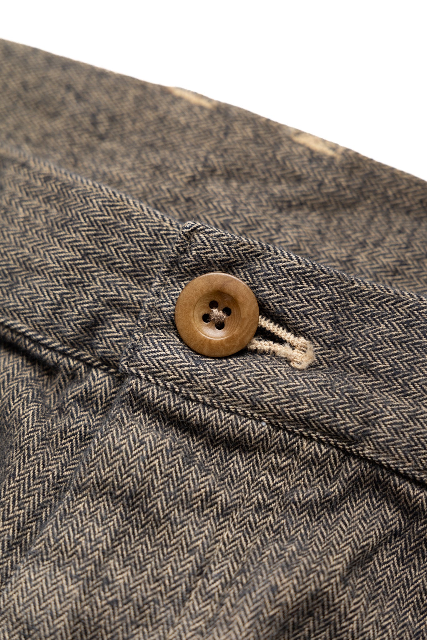 Garment Dye Woolly Finish Herringbone Cloth Painter Pants - Khaki
