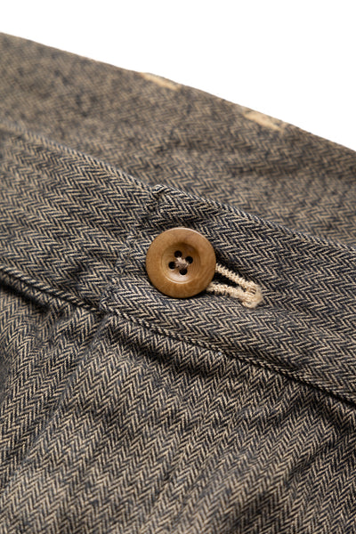 Garment Dye Woolly Finish Herringbone Cloth Painter Pants - Khaki