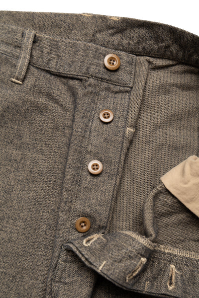 Garment Dye Woolly Finish Herringbone Cloth Painter Pants - Khaki