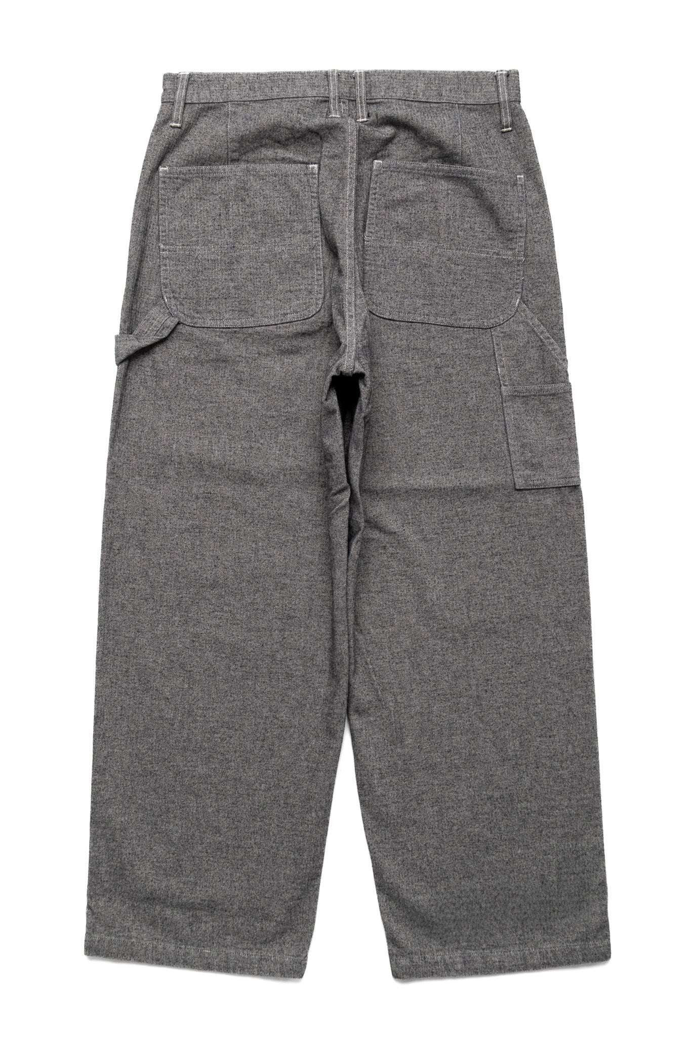 Garment Dye Woolly Finish Herringbone Cloth Painter Pants - Grey