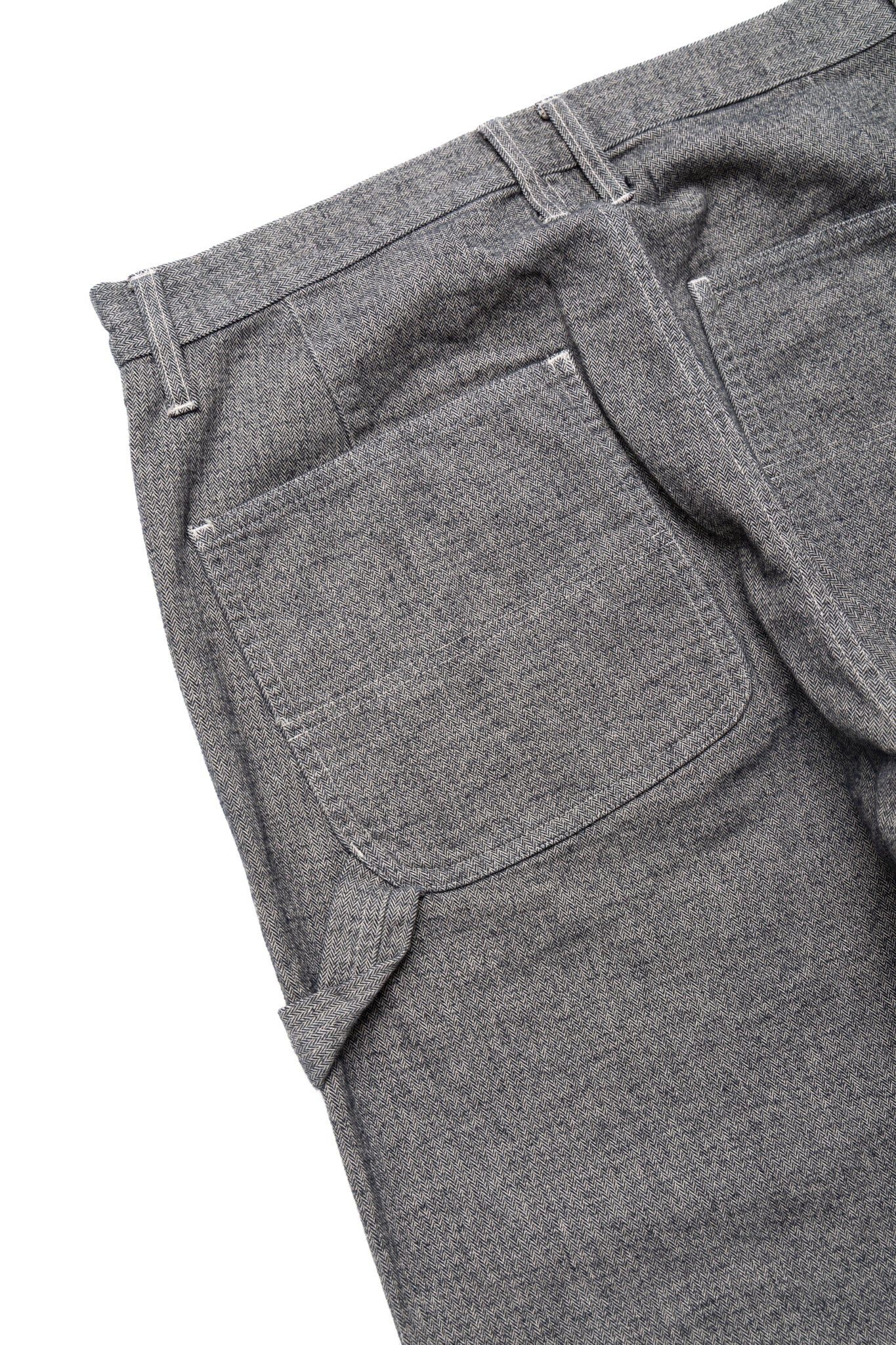 Garment Dye Woolly Finish Herringbone Cloth Painter Pants - Grey