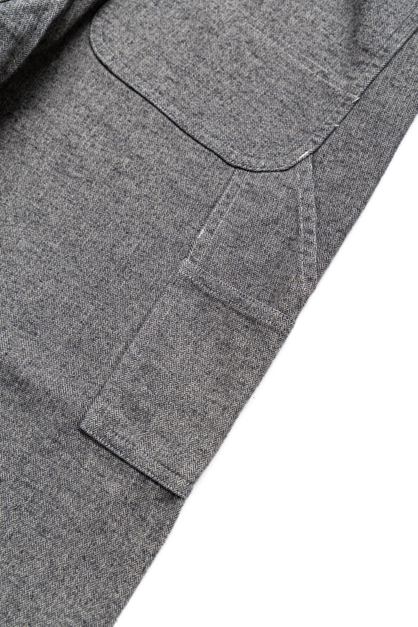 Garment Dye Woolly Finish Herringbone Cloth Painter Pants - Grey