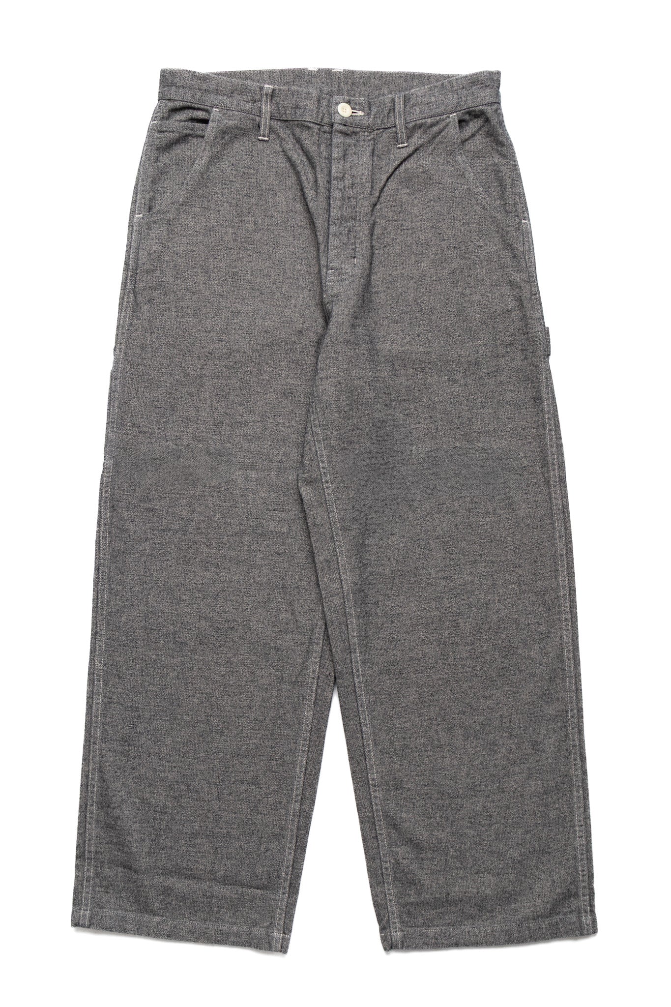 Garment Dye Woolly Finish Herringbone Cloth Painter Pants - Grey