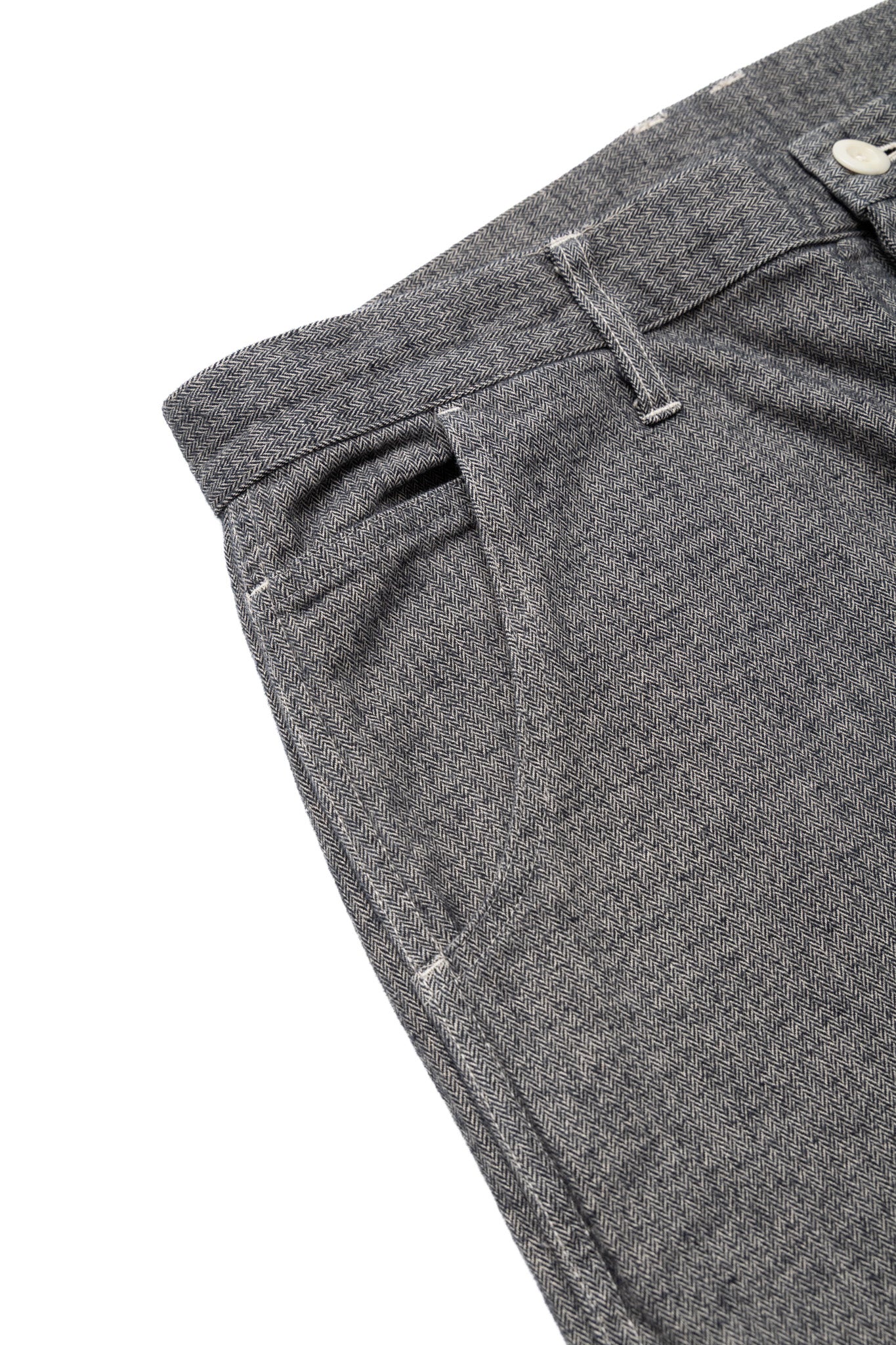 Garment Dye Woolly Finish Herringbone Cloth Painter Pants - Grey