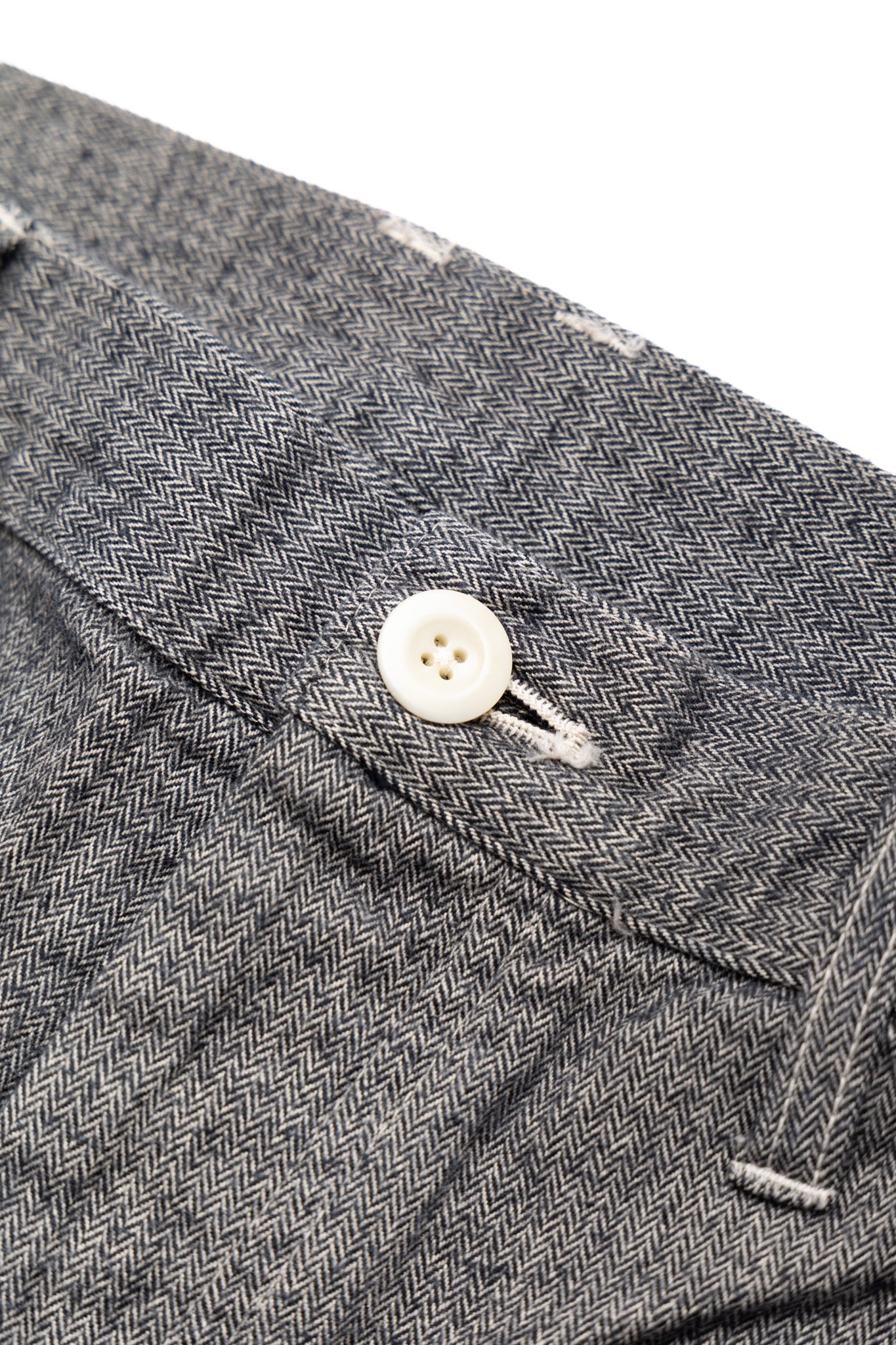 Garment Dye Woolly Finish Herringbone Cloth Painter Pants - Grey