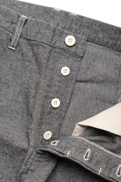 Garment Dye Woolly Finish Herringbone Cloth Painter Pants - Grey