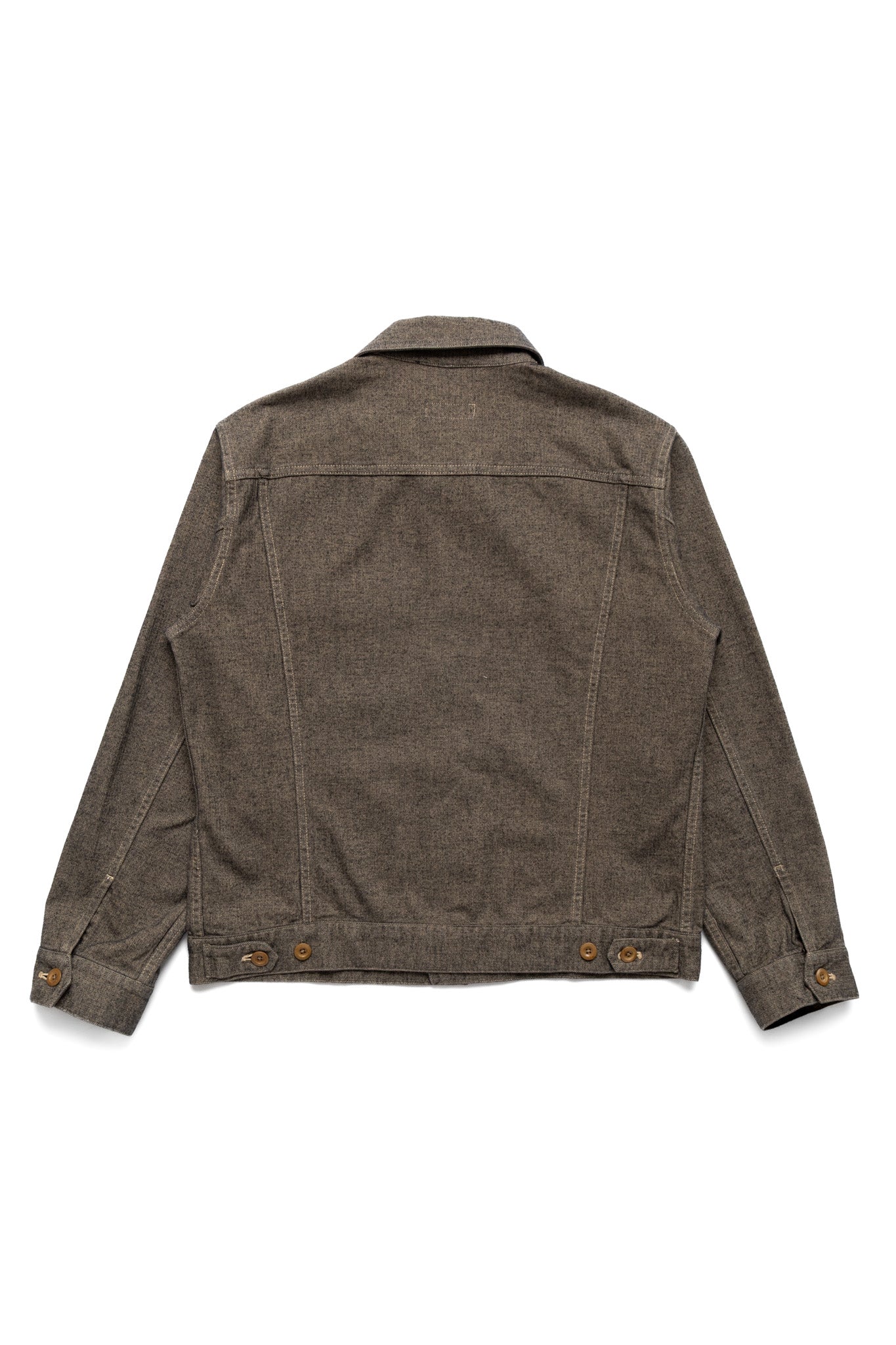 Garment Dye Woolly Finish Herringbone Cloth Double Flap Pocket Short Jacket - Khaki