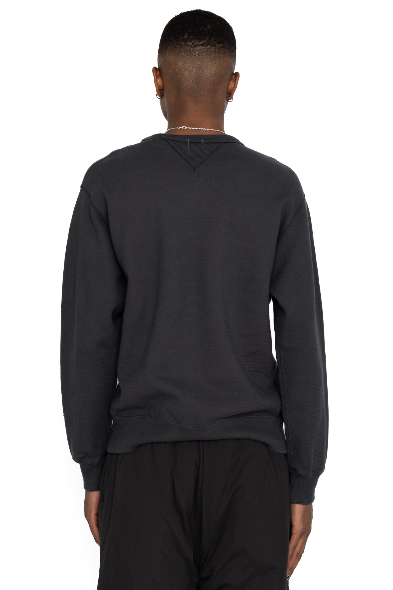 SZ Vintage Pinborder Knit Double V Sweatshirt - A. Black