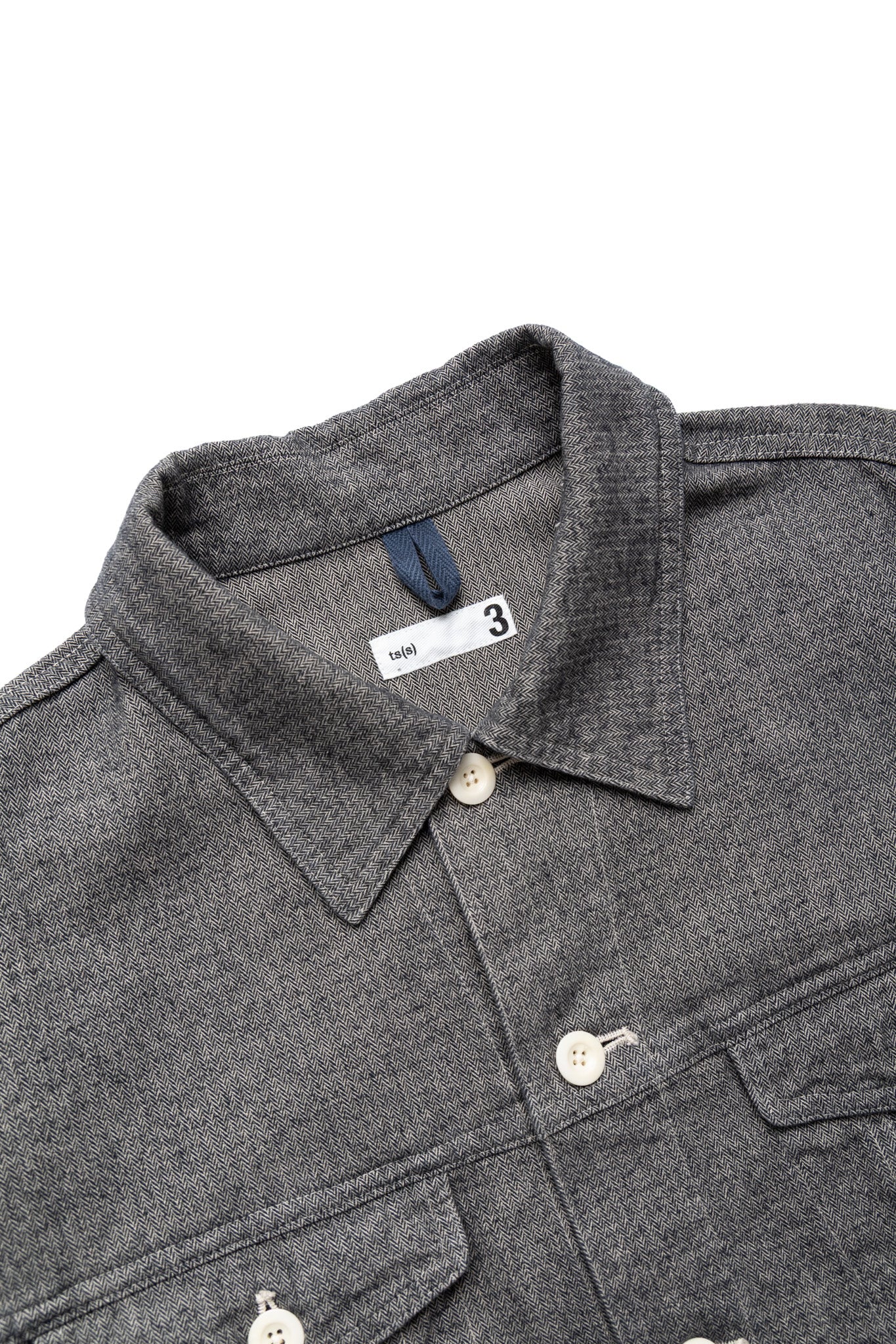 Garment Dye Woolly Finish Herringbone Cloth Double Flap Pocket Short Jacket - Grey