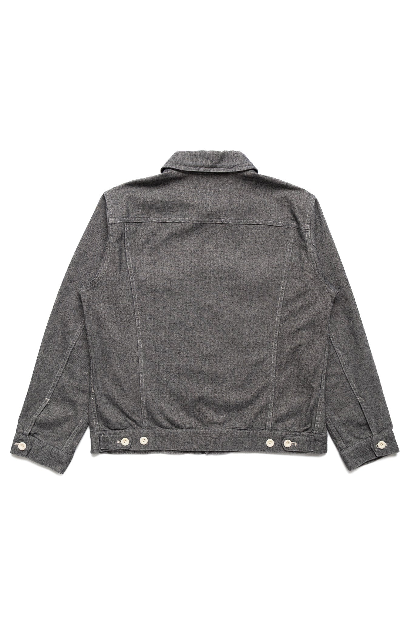 Garment Dye Woolly Finish Herringbone Cloth Double Flap Pocket Short Jacket - Grey