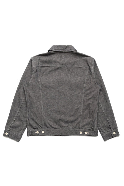 Garment Dye Woolly Finish Herringbone Cloth Double Flap Pocket Short Jacket - Grey