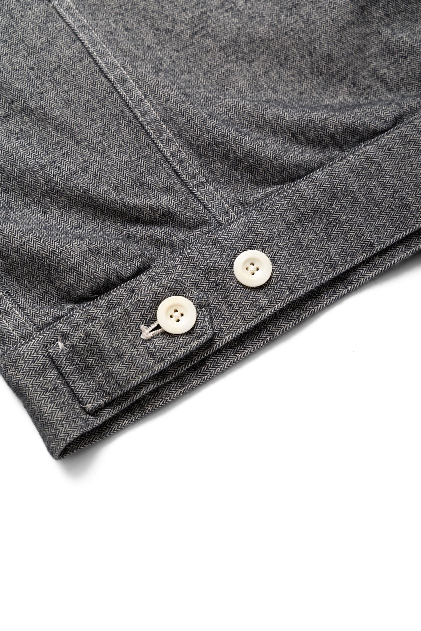 Garment Dye Woolly Finish Herringbone Cloth Double Flap Pocket Short Jacket - Grey