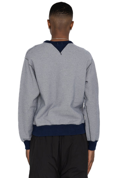 SZ Vintage Pinborder Knit Double V Sweatshirt - R. Navy