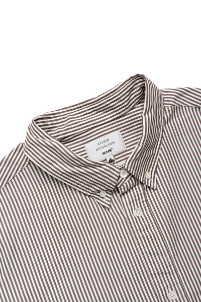 Lisa Oxford Shirt - Brown White Stripe