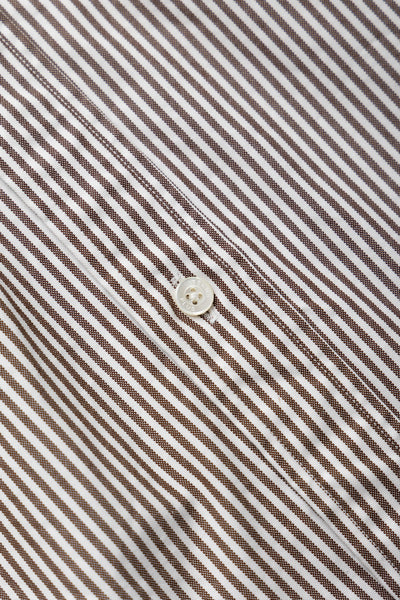 Lisa Oxford Shirt - Brown White Stripe