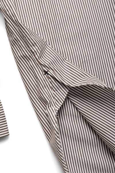 Lisa Oxford Shirt - Brown White Stripe