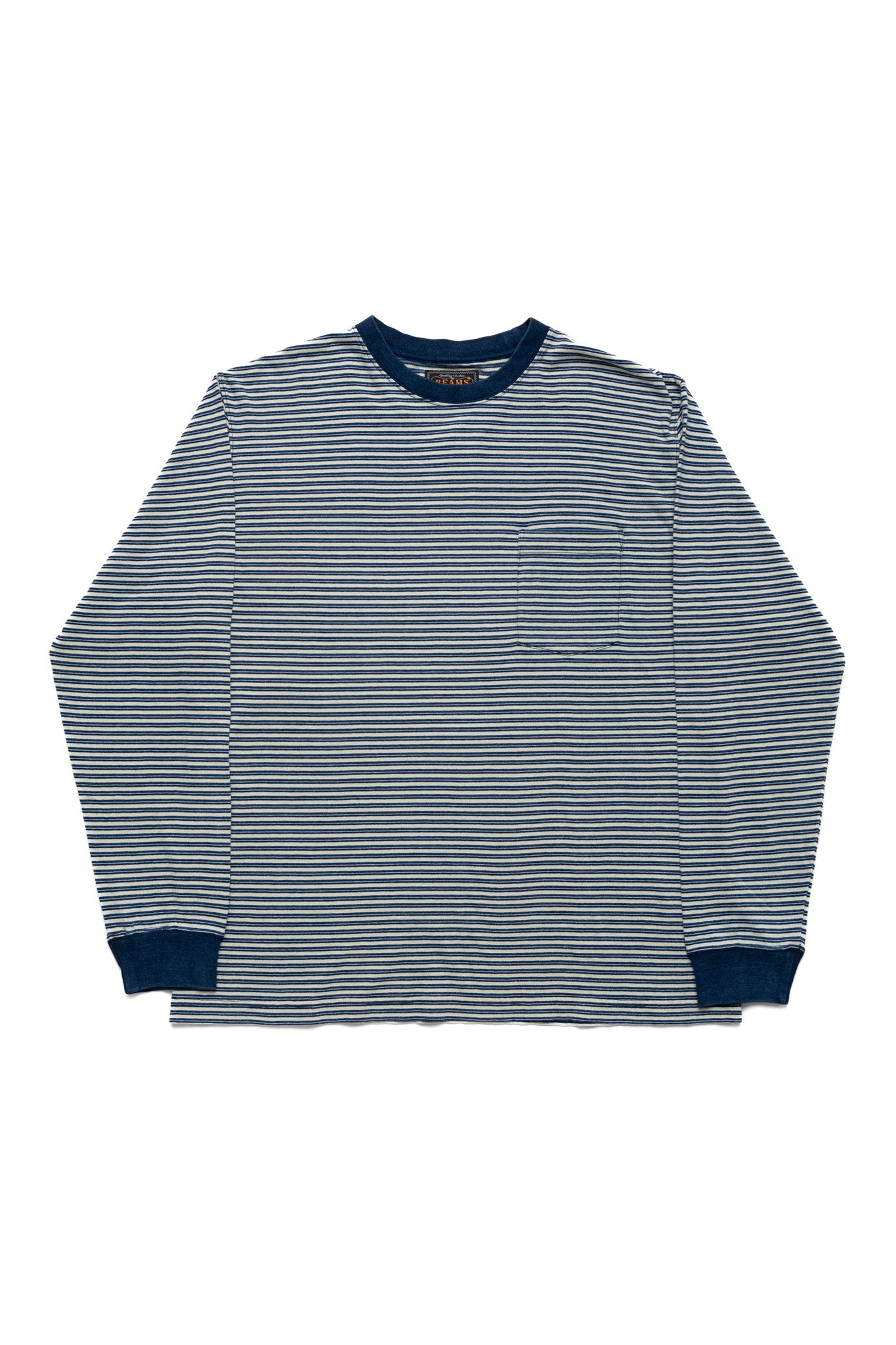 Pocket Tee Indigo Stripe - Off White