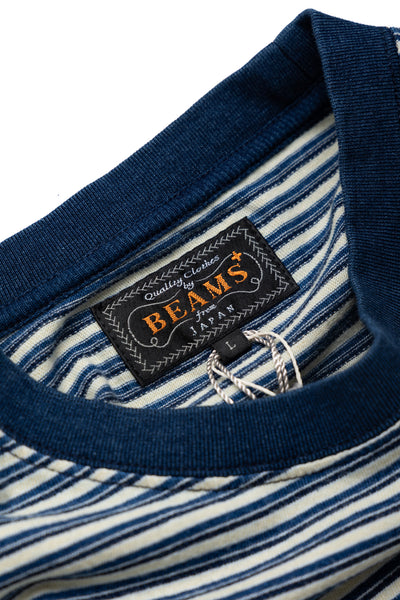 Pocket Tee Indigo Stripe - Off White